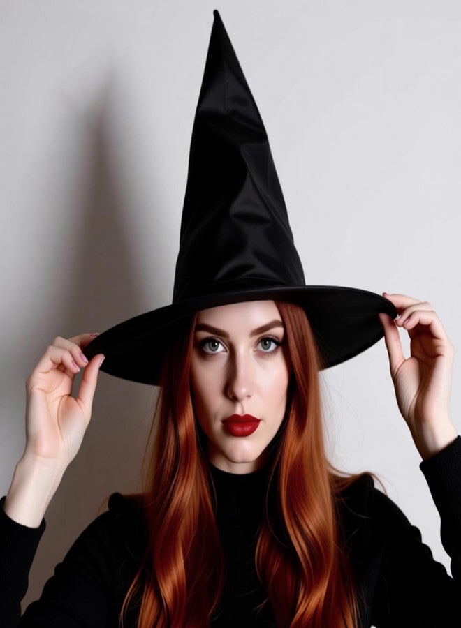 Zibuyu® 38cm Black Witch Hat for Halloween Classic Pointed Witch Hat with Premium Fabric, Comfortable Fit, and Elegant Gothic Charm for Costume Parties, Cosplay, and Festivals - Image 5